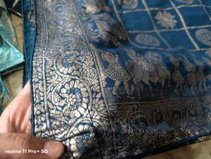 Beautiful Blue Saree with Silver Work