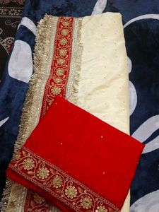 Viral saree with Red velvet lace&amp; freebie 🎁
