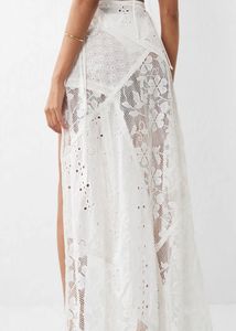 Chic White Broderie Anglaise Bikini Skirt