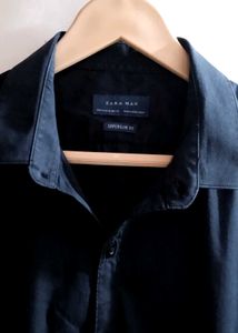 Zara Man Superslim Shirt| Black| Size -M