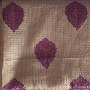 Elegant Cream & Purple Saree