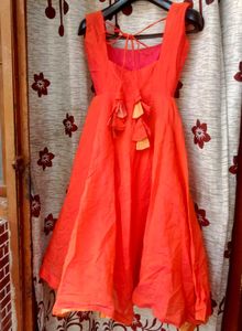 Vibrant Orange Fit &amp; Flare Dress
