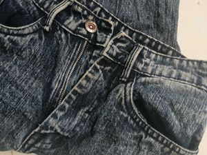 Washed Denim Wide Leg Jeans