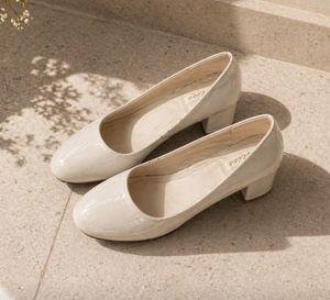 Classic White Block Heels