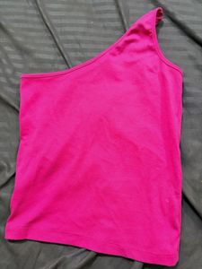 Hot Pink One-Shoulder Tank Top