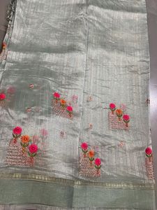 Embroidered Silk Blend Saree