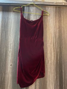 Burgundy Velvet Mini Dress