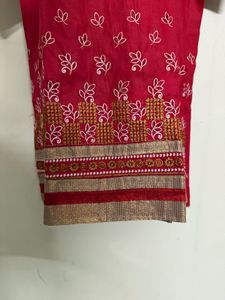 🆕 Red Embroidered Kurti Set