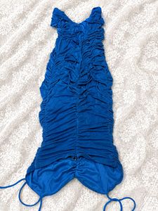 Stunning Royal Blue Ruched Velvet Dress