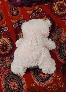 Pink Heart Pillow with Two Teddy Bears