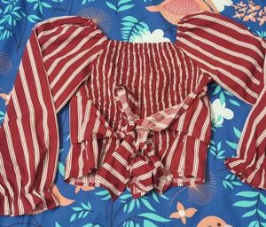 Striped Twist Front Crop Top