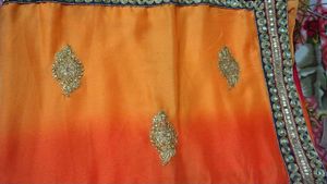 Stunning Orange &amp; Red Ombre Saree