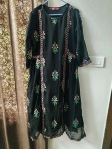Sangria Black Embroidered Kurta set