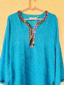 Beautiful Teal Kurta with Sequins