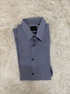 Men's Blue Textured Dress Shirt