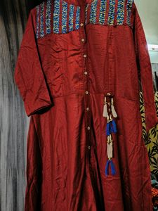 Maroon Embroidered Kurti Dress