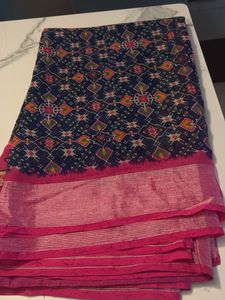Vibrant Pink Elephant Print Saree