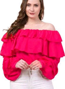 Chic Red Half Shoulder Top