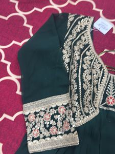 Elegant Teal Embroidered Ethnic Gown
