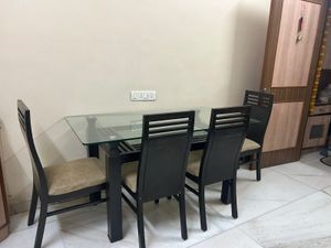 Modern Dining Table Set with Glass Top