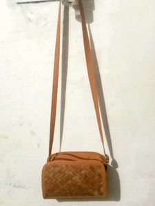 Tan Woven Crossbody Bag