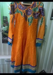 Orange Embellished Kurta