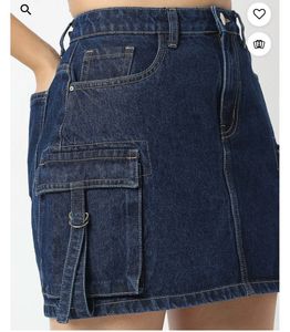 Denim Cargo Highrise Skirt