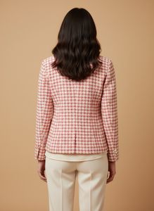 Pink and white tweed blazer