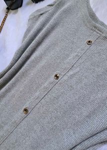 Grey Ribbed Casual Midi Dress | chic style