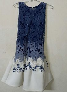 Stunning Blue & White Lace Dress