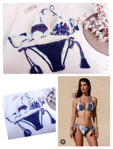 Blue & White Bikini Set