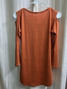 Orange Cold Shoulder Long Sleeve Top