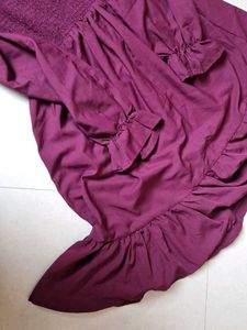 Burgundy Mini Dress - Ruffle Hem