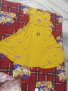 Yellow floral  Embroidered Kurta/dress