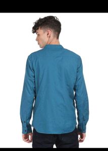 Men's Blue Band Collar Shirt 👔
