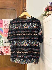 Floral Print Sheer Neck Top