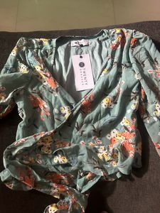 Floral Print Wrap Top