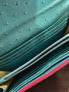 Turquoise Ostrich Embossed Clutch Pouch