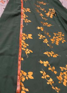 Golden Leaf Print Midi Dress