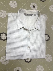 White Polka Dot Button-Up Shirt