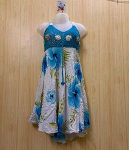 Bohemian Floral Crochet Halter Dress