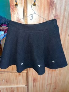 Black Skater Skirt with Pearls