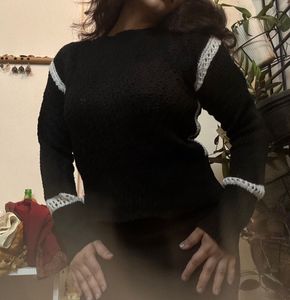 Black Sweater with White detailing