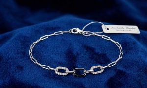 Silver Link Bracelet with CZ Accents