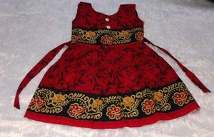 Cute Red Cotton Frock