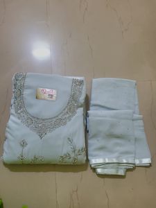 Semi Stitched Embroidery Suit Grey Colour