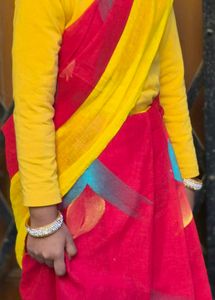 Red &amp; Yellow Kids Saree