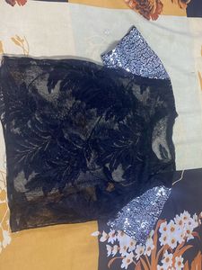 Partywear Black Pearl Embedded Sheer Top 34 36size