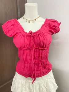 Chic Ruffled Pink Top