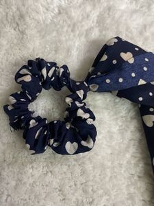 Navy Heart Scrunchie with Scarf